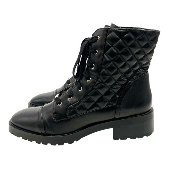 Nanette Lepore Idalia Black Quilted Combat Boots Lugg Sole Women’s 10 - Picture 2 of 14